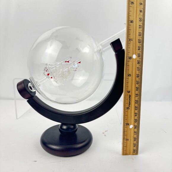 Kempstood Glass Globe Whiskey Decanter 850 ml Hand Blown Inner Galleon Ship READ - Picture 14 of 16